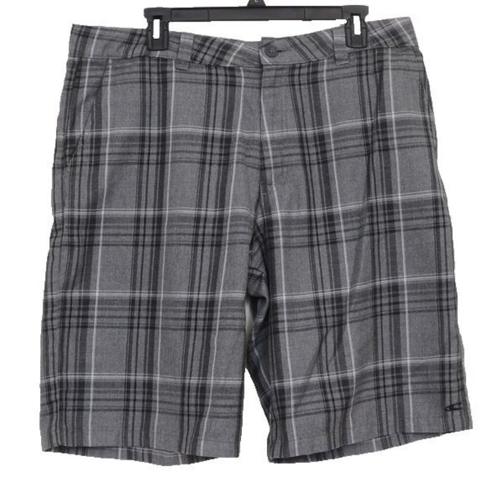 O'neill First in Last Out Grey Plaid Boardshorts Surfer Swim Beach Trunks Men 36